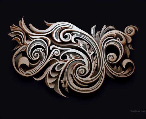 Ornamental tattoo with stylized tee on background