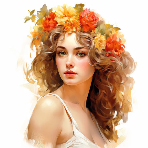 Beauty illustration in the style of Oil painting, on white background