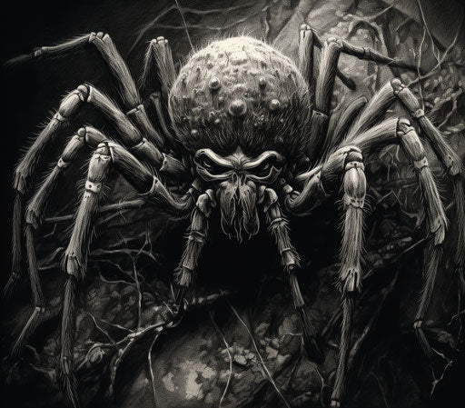 Black spider, demonic style, contoured shadows 76:67