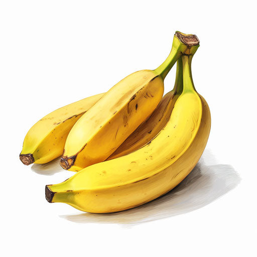 Banana clipart in the style of Oil painting on white background