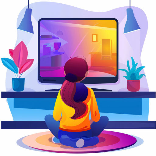 Realistic TV watching clipart