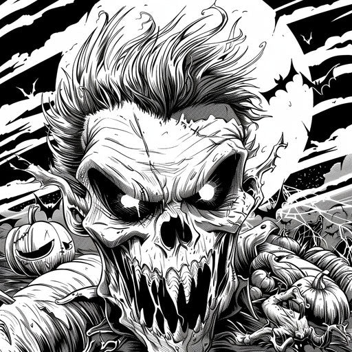 Illustration drawing for Halloween, clean and sharp inking style