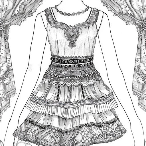 Stylish dress with intricate patterns and embellishments