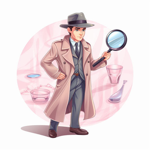 Detective in Pastel Colors Art on White Background