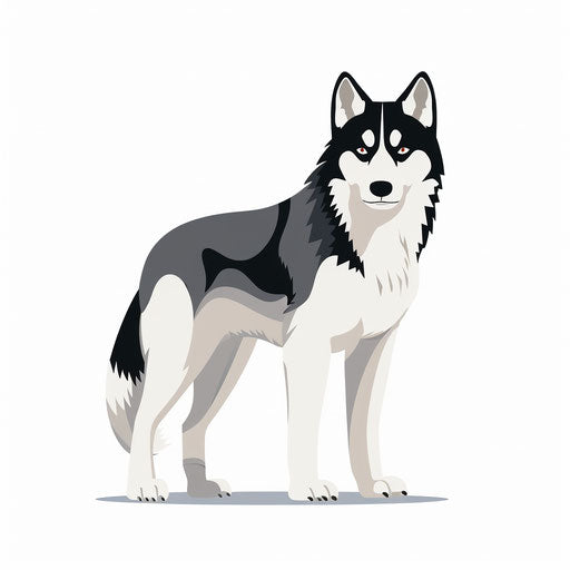 Minimalist husky illustration on white background
