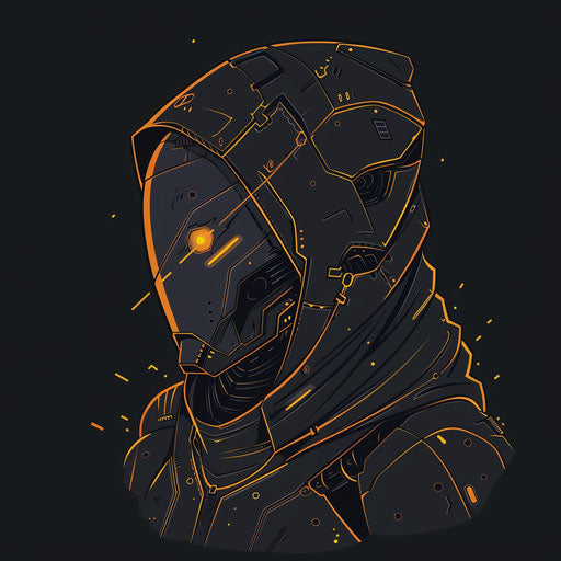 Futuristic tattoo sketch of a cybernetic hood