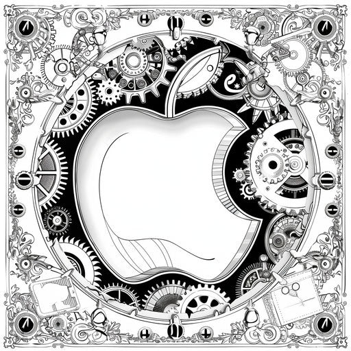 Apple surrounded by intricate gears and clockwork