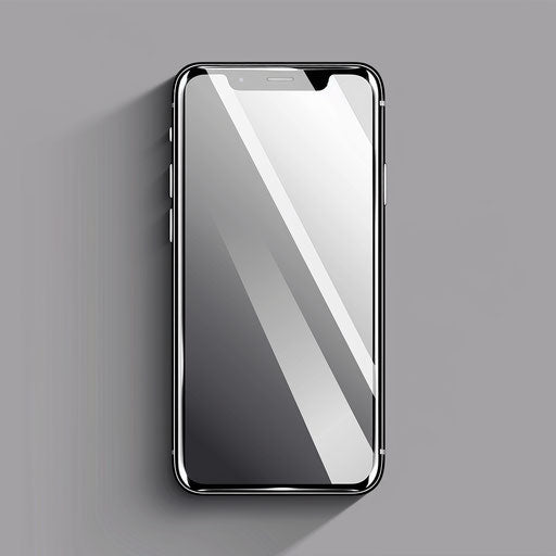 Metallic silver background with realistic mobile phone