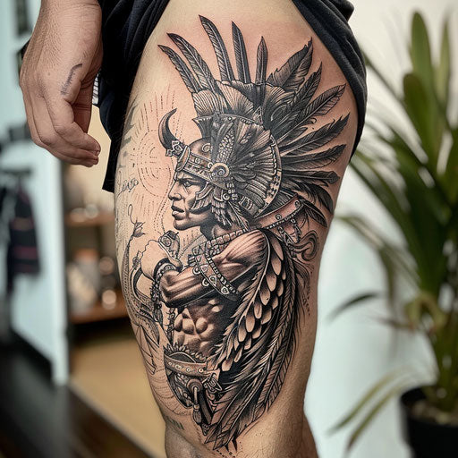 Gothic style Aztec warrior tattoo