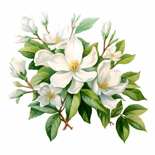 Jasmine in Oil painting style on white background