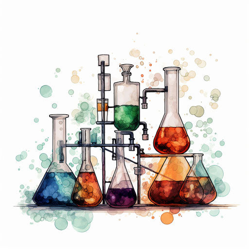 Chemistry clipart in the style of Chiaroscuro Art, on white background