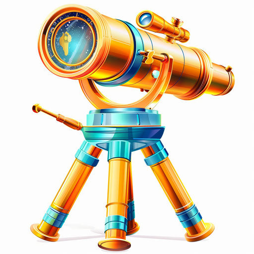 Photo-realistic telescope clipart on flat white background