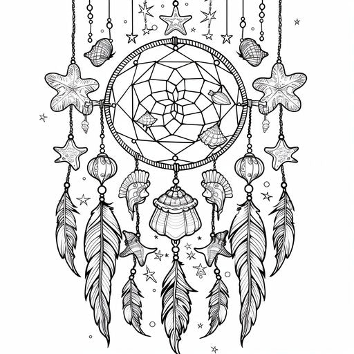 Dream catcher with seashells and starfish
