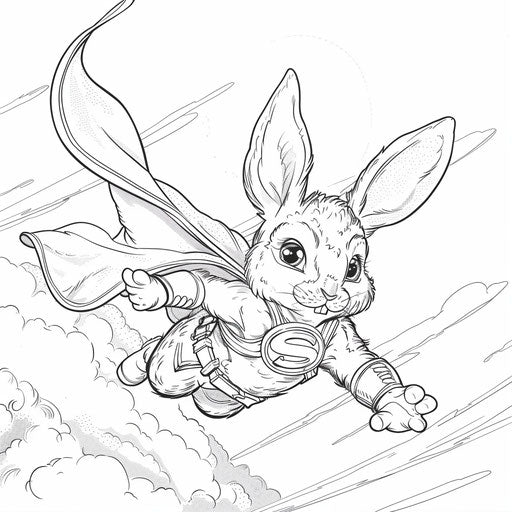 Superhero bunny flying through the sky