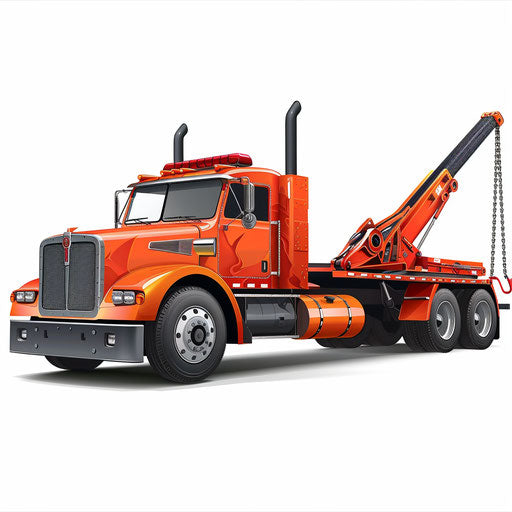 Tow truck clipart in a photo realistic style on a flat white background