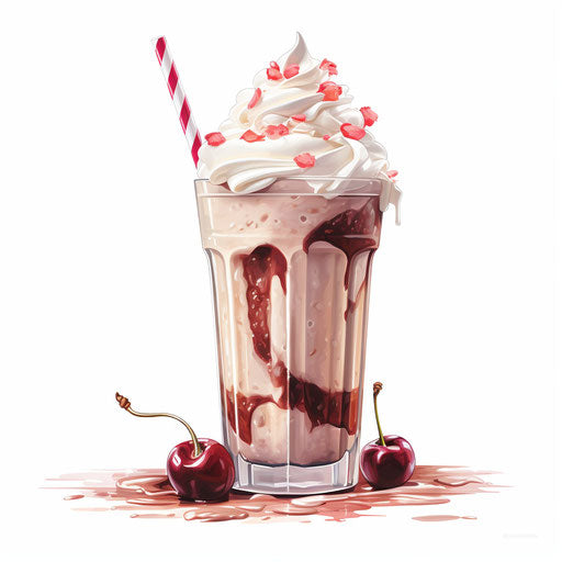 Milkshake clipart in Oil painting style, on white background