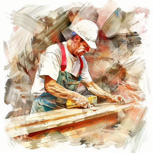 Realistic carpenter clipart on a flat white background