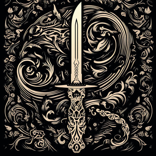 Pattern on the side of the knife, in the style of iconographic symbolism