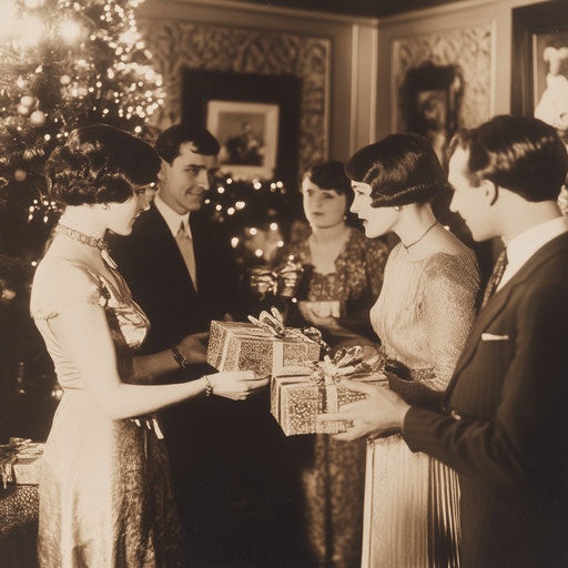 1920s Christmas Celebration in Sepia