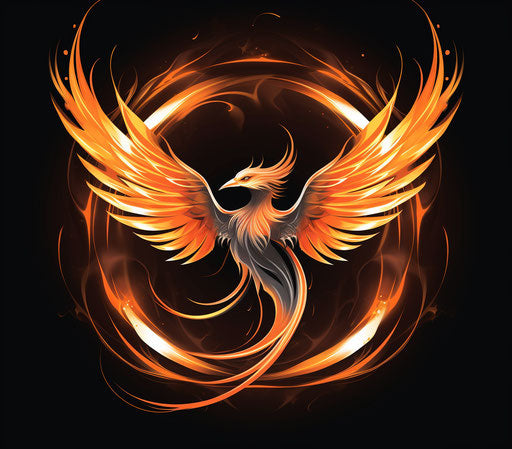 Phoenix logo | firebird, dragoncore style, light orange