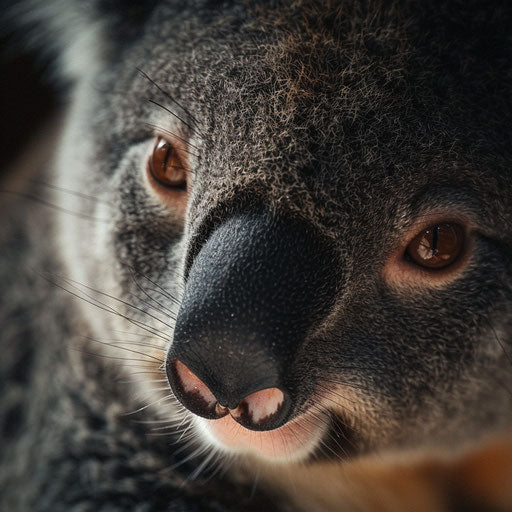 Tender portrait of a koala, expressive eyes in soft light