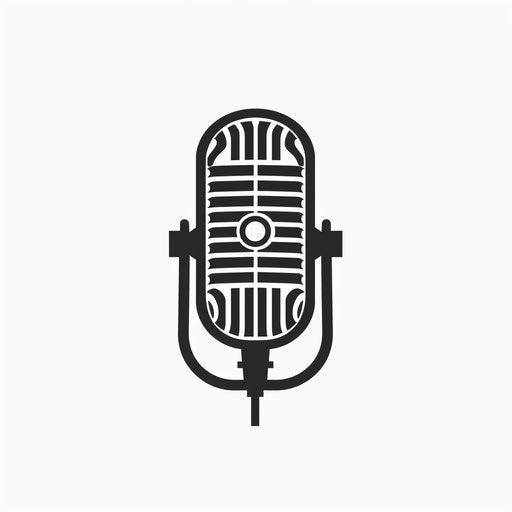 Minimalist podcast logo with clean lines on white background