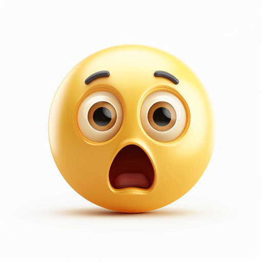 Shocked emoji clipart, plain white background, vector illustration