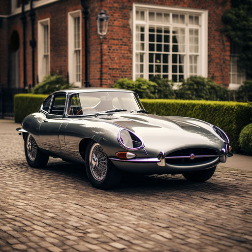 Silver Jaguar E Type Car