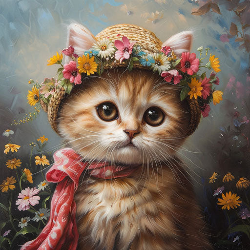 Brown cat oil painting