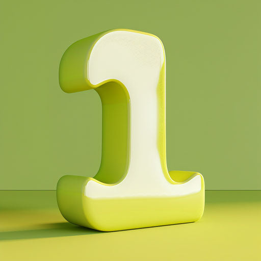 Number 1 clipart in photo realistic style on chartreuse background