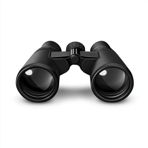 3D Binoculars Icon in photo realistic style on flat white background