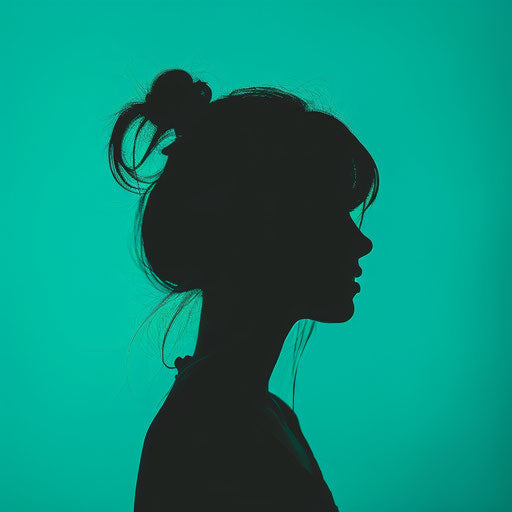 Realistic person silhouette on flat turquoise background