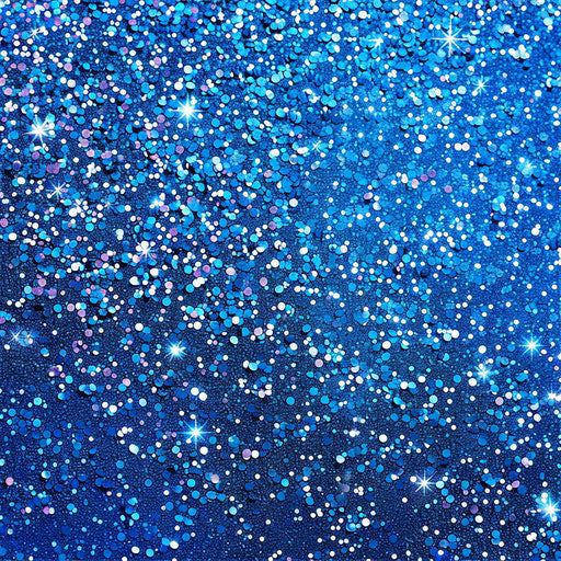 Realistic glitter sparkle on flat royal blue background
