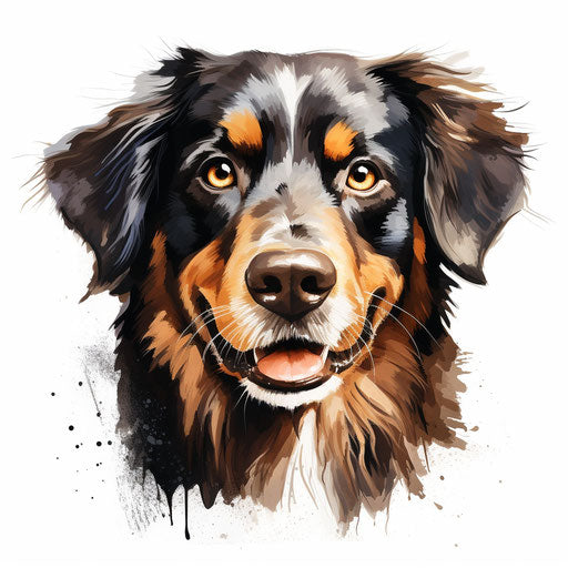 Dog face clipart in the style of Oil painting, on a white background
