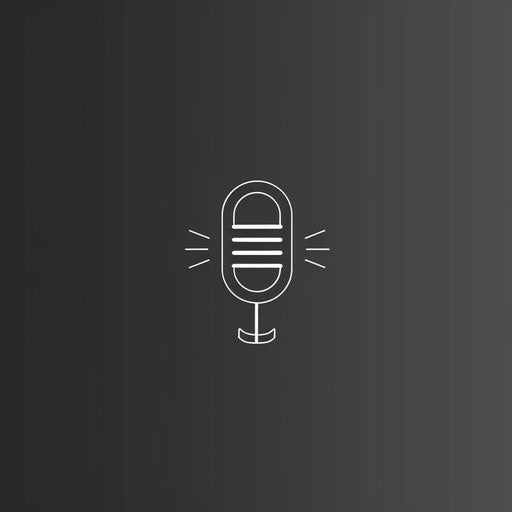 Minimalist podcast logo with a grey background and simple shapes