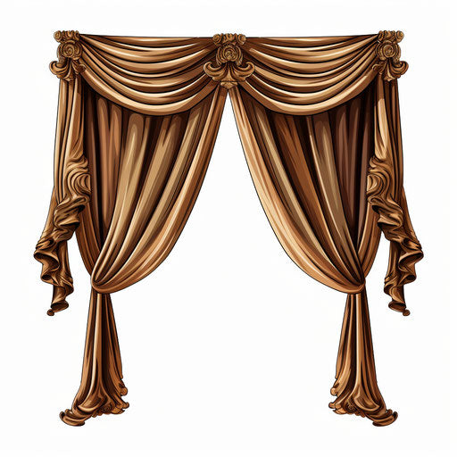Curtain in Chiaroscuro Art style, on white background