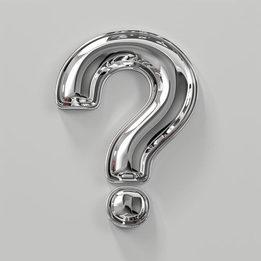 Metallic silver background with realistic question mark