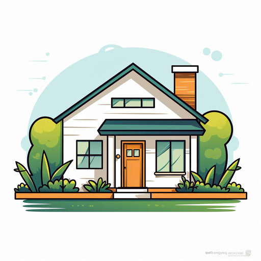 Minimalist house illustration on white background