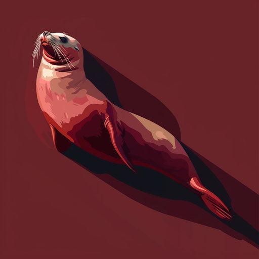 Deep maroon flat background with realistic seal clipart