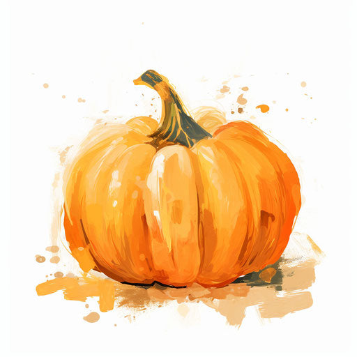 Cute pumpkin clipart in the style of Impressionistic Art, on a white background