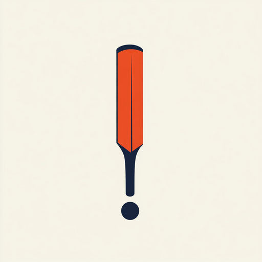 Minimalist cricket logo with a sleek cricket bat and ball icon, integrated with refined typography, in a vibrant orange and navy blue color palette, isolated on a flat light gray background.