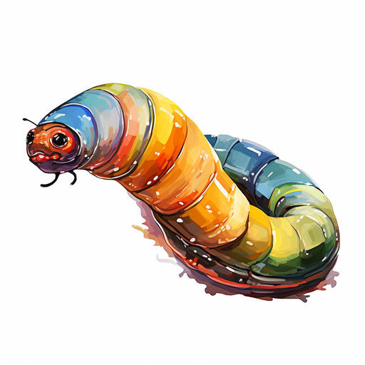 Illustration of worm in the style of Oil painting, on white background