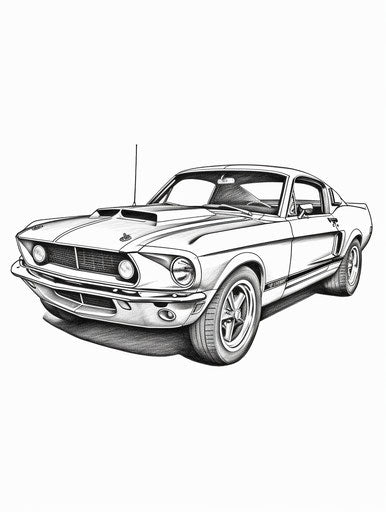 Mustang Coloring Page in Yashica Mat-124G Style, Cobra Pose