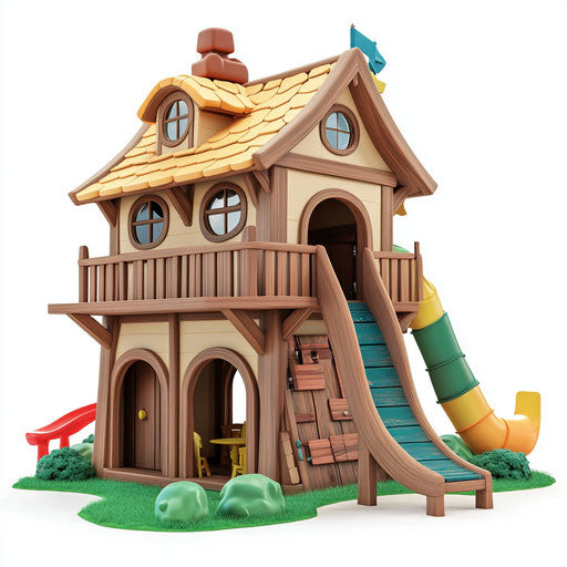 3D Playhouse with flat white background