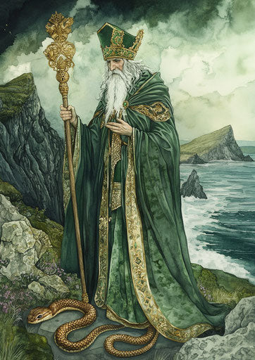 The Irish saint overlooking the ocean