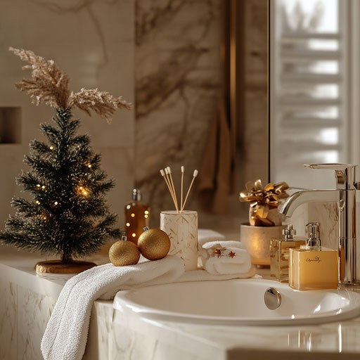 Luxurious bathroom with Christmas decorations