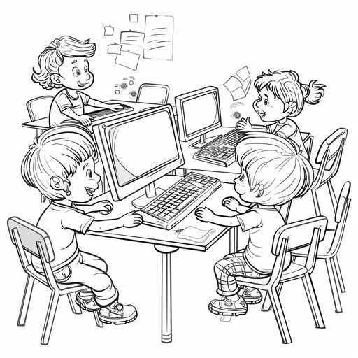 Screen time: colorful classroom for kids