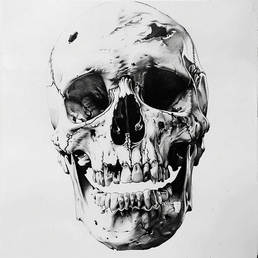 Black and white human skull tattoo design for free