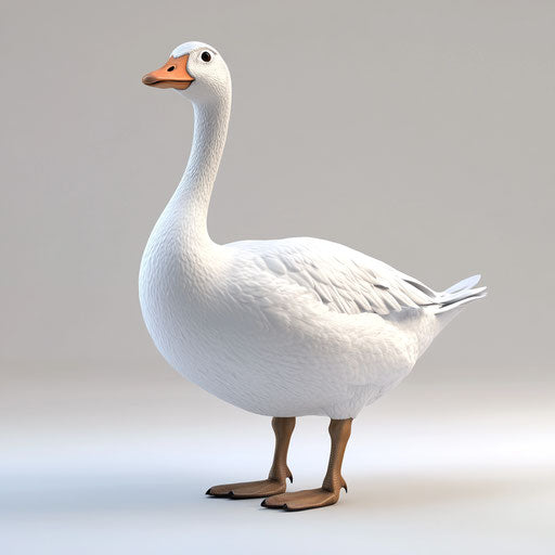 3D goose on flat white background