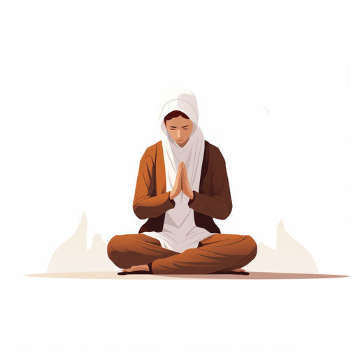 Minimalist style praying image on white background